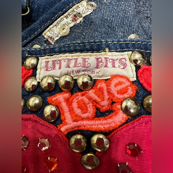 Little Bits New York baby/toddler overalls heart sparkle embellishments - Picture 8 of 10